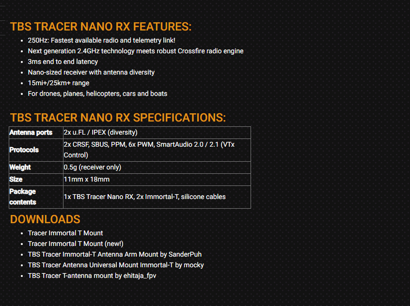 Récepteur FPV de course TBS TR - Tbs Fpv Tracer avis et prix